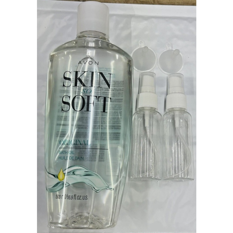 Avon Skin so Soft 16.9oz Unisex Original Bath Oil Bottle/2 Free Travel spray